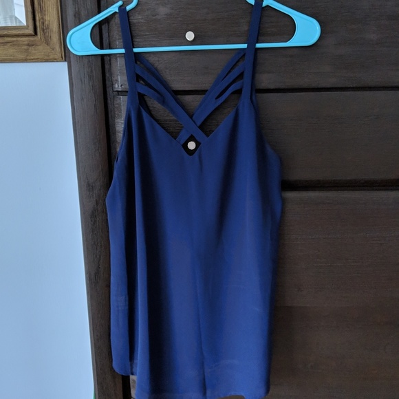 Norah Tops - Navy Flowy Tank